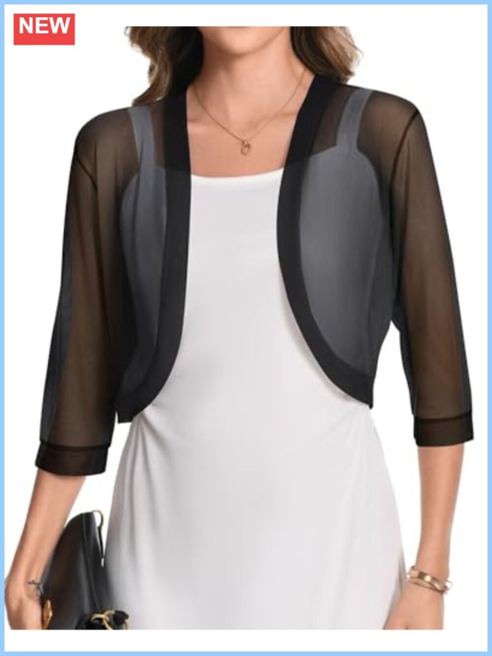 Sheer Shrug Open Front Cropped Mesh Bolero Cardigan for Dressy